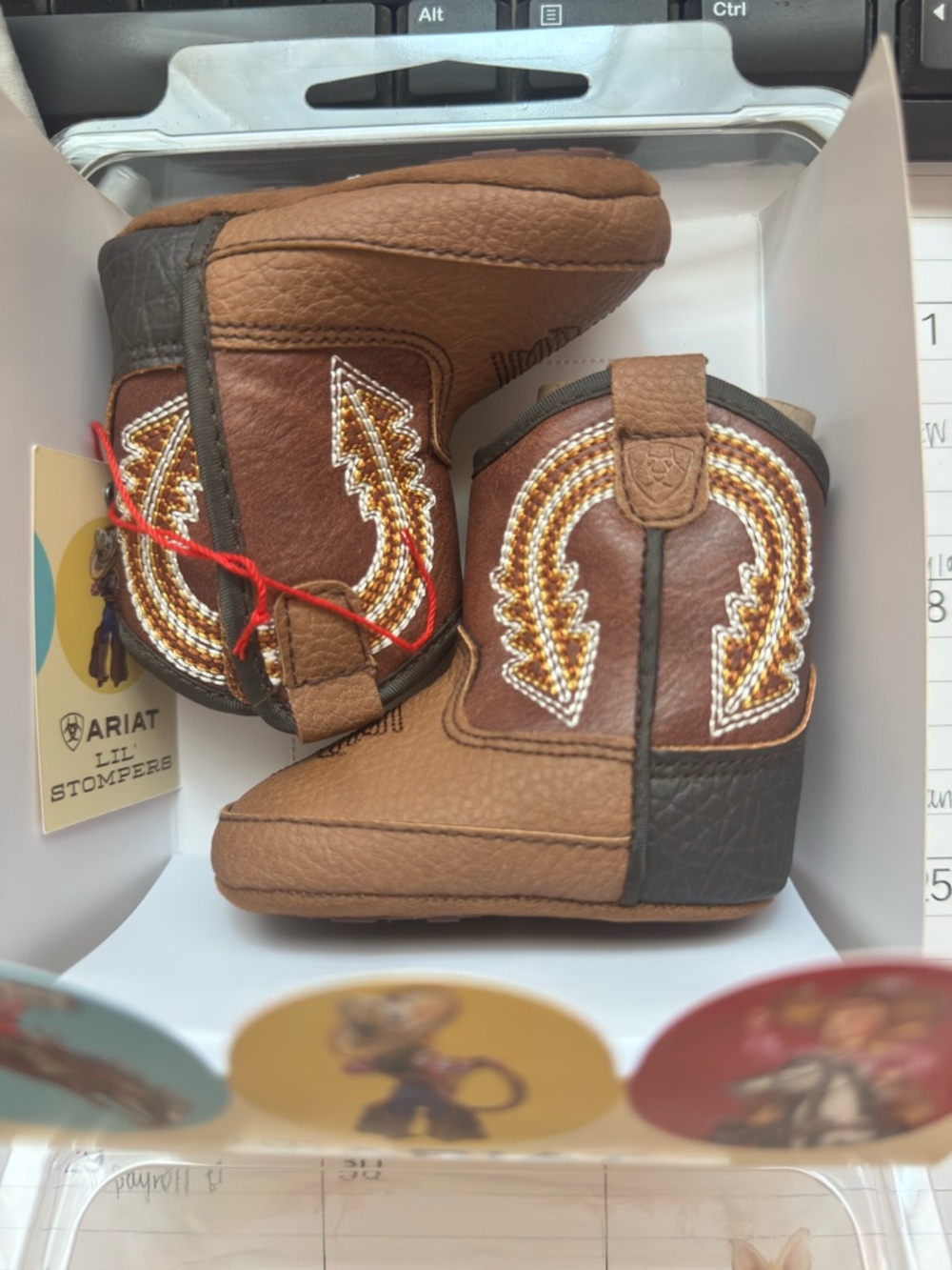 Ariat Brown and Dark Brown Lil' Cowboy Baby Boots